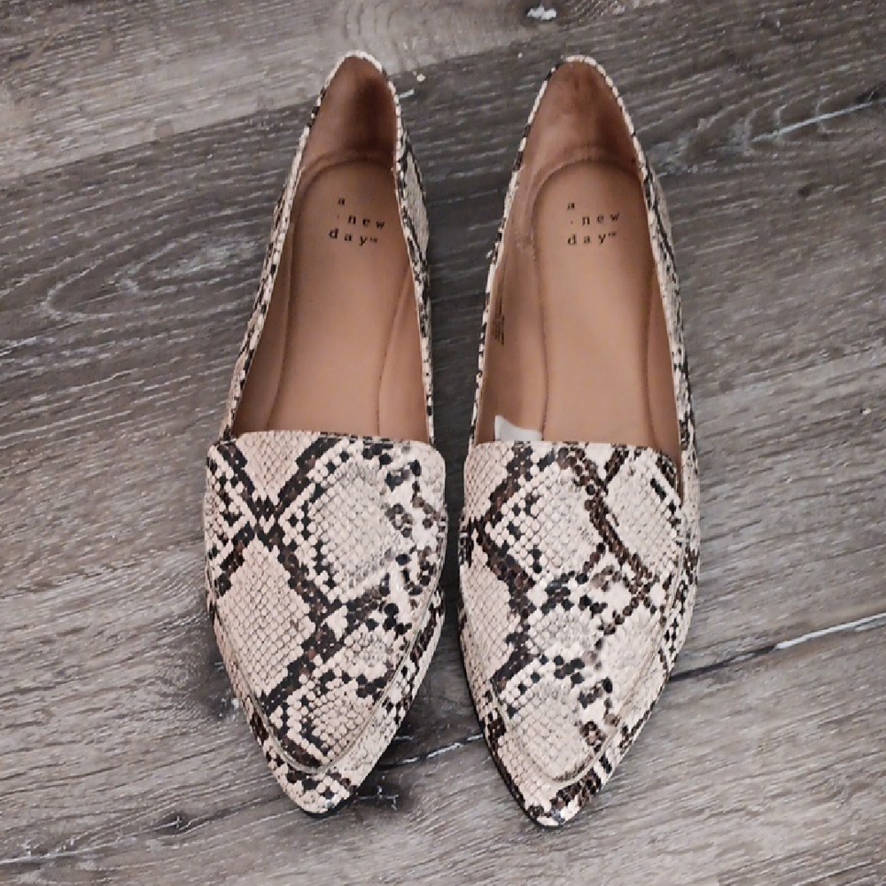 A New Day Snakeskin Loafers - Black and Cream
